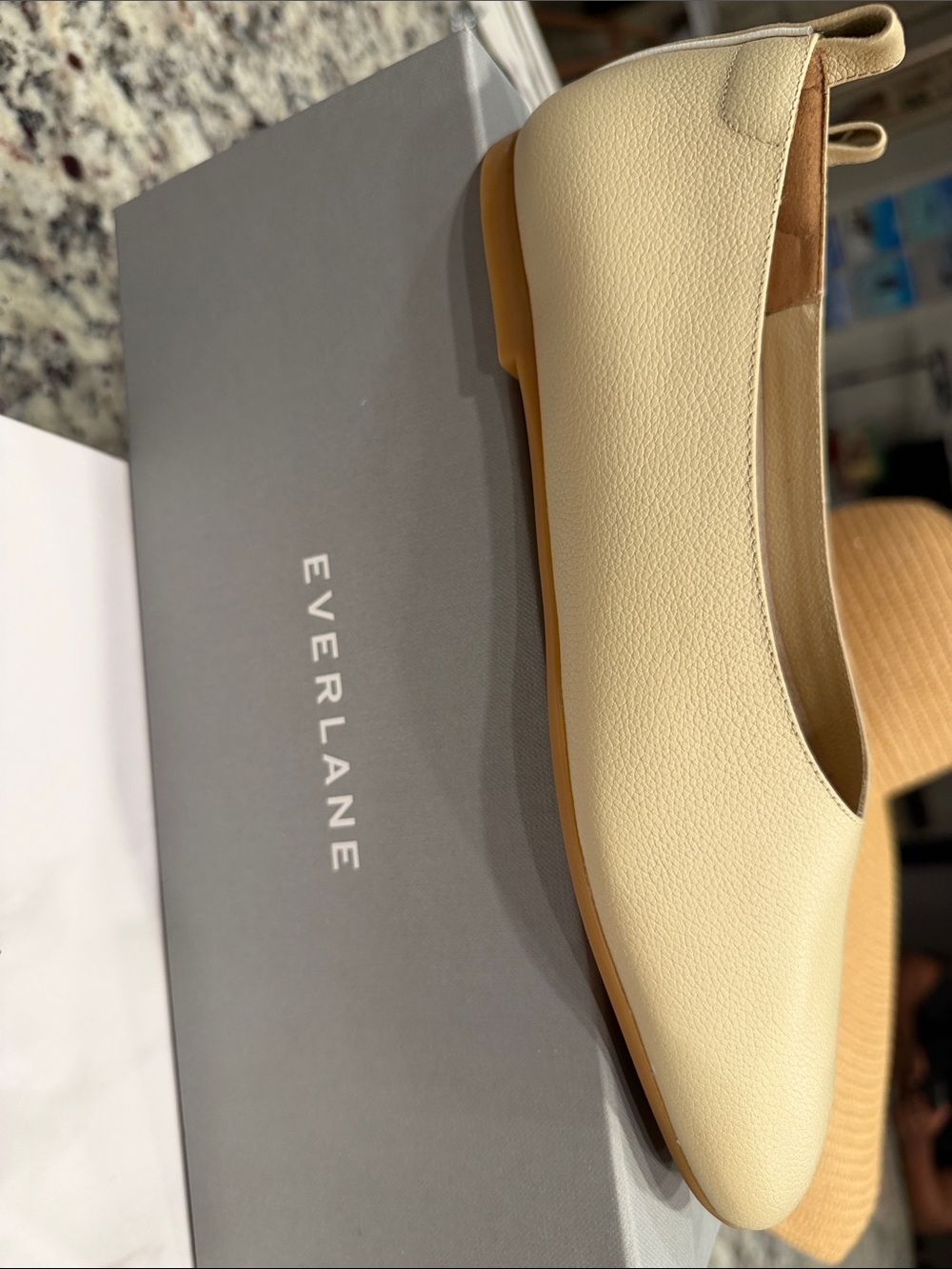 Everlane Cream Pebbled Leather Ballet Flats - 7.5 NEW - Picture 6 of 11